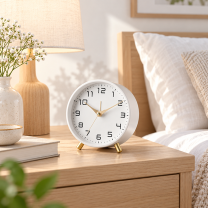 Battery-Operated Scandinavian Table Clock with Silent Sweep Movement
