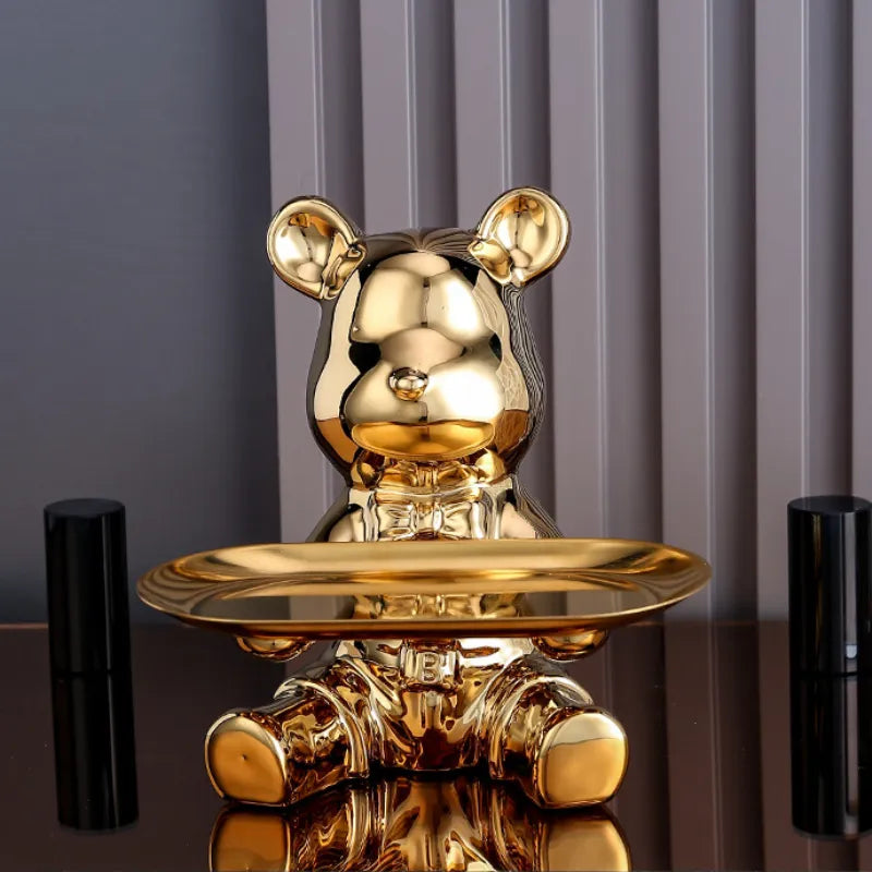 Bear Tray Organizer Decorative Storage Figurine Key Holder Display