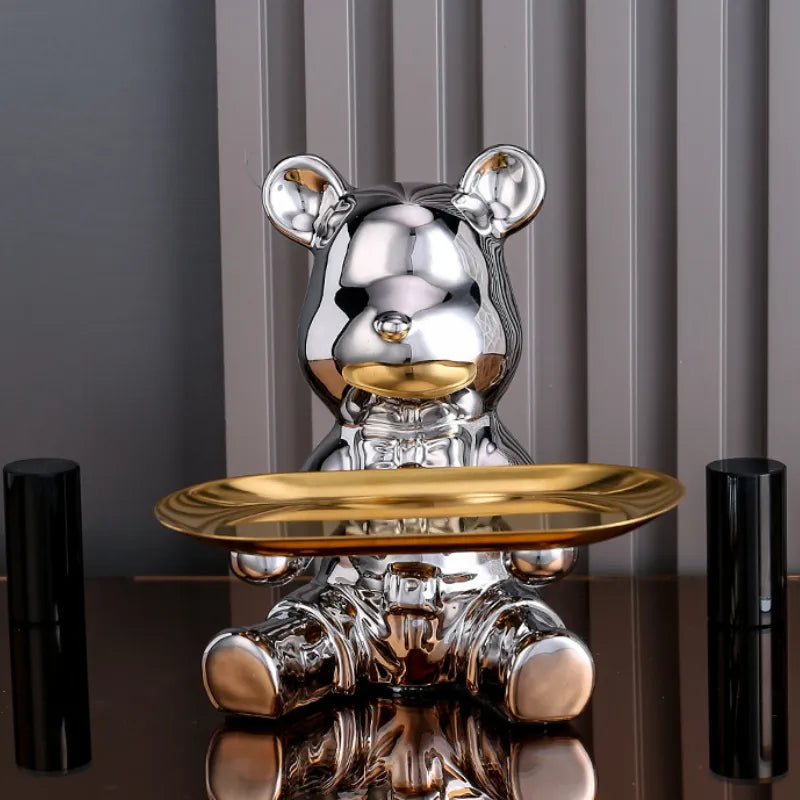 Bear Tray Organizer Decorative Storage Figurine Key Holder Display