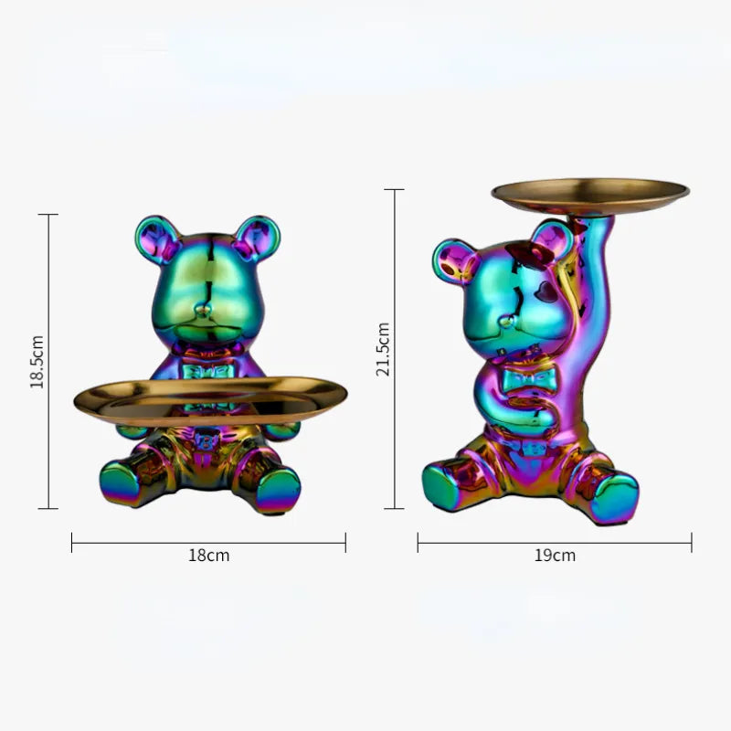 Bear Tray Organizer Decorative Storage Figurine Key Holder Display