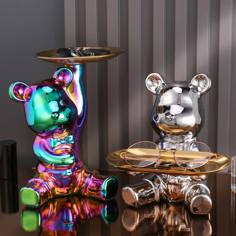 Bear Tray Organizer Decorative Storage Figurine Key Holder Display