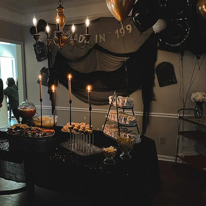 Black Halloween Spider Web Netting for Haunted House Party and Home Decor