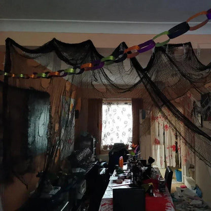 Black Halloween Spider Web Netting for Haunted House Party and Home Decor