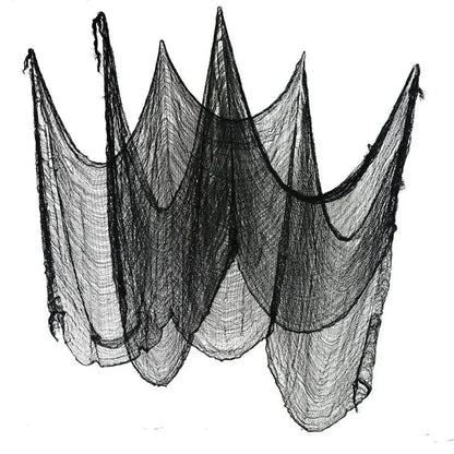 Black Halloween Spider Web Netting for Haunted House Party and Home Decor