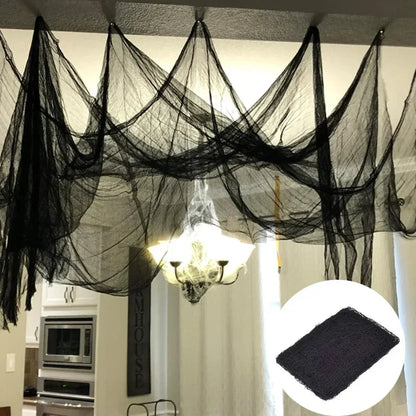 Black Halloween Spider Web Netting for Haunted House Party and Home Decor