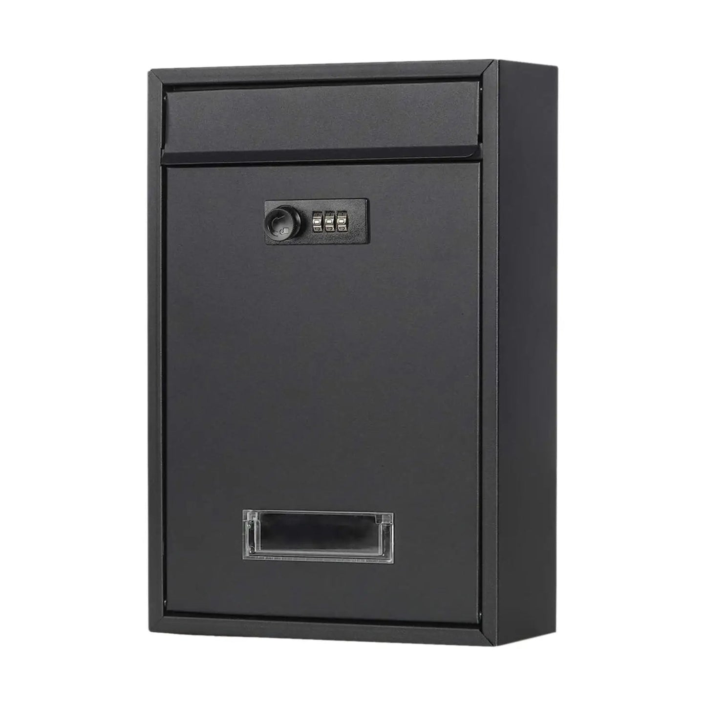 Black Lockable Mailbox Secure Wall Mounted Post Box