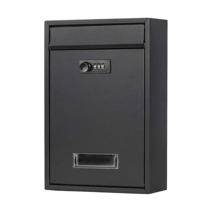 Black Lockable Mailbox Secure Wall Mounted Post Box