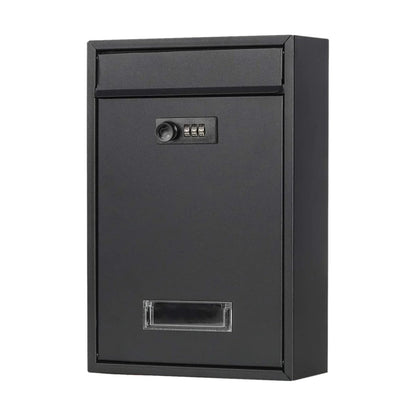 Black Lockable Mailbox Secure Wall Mounted Post Box