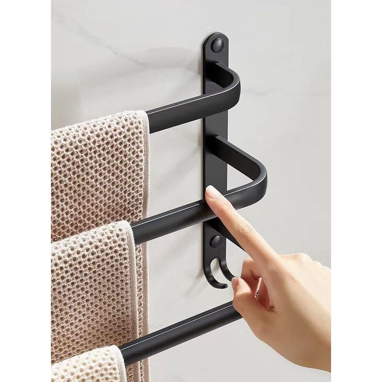 Black Towel Rack Wall Mounted Bathroom Storage Rail