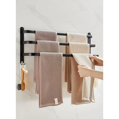 Black Towel Rack Wall Mounted Bathroom Storage Rail