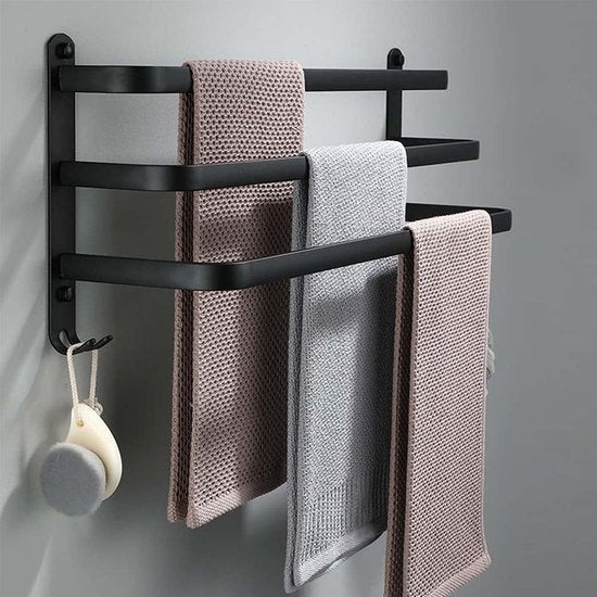 Black Towel Rack Wall Mounted Bathroom Storage Rail