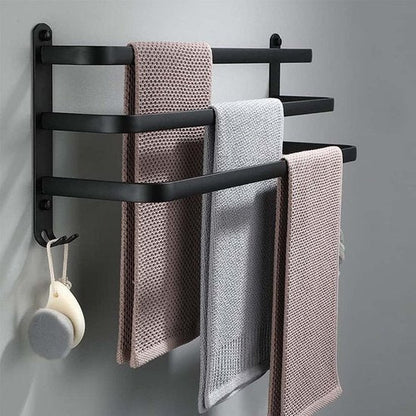 Black Towel Rack Wall Mounted Bathroom Storage Rail