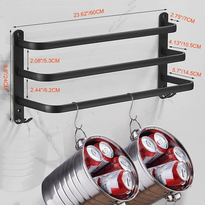 Black Towel Rack Wall Mounted Bathroom Storage Rail