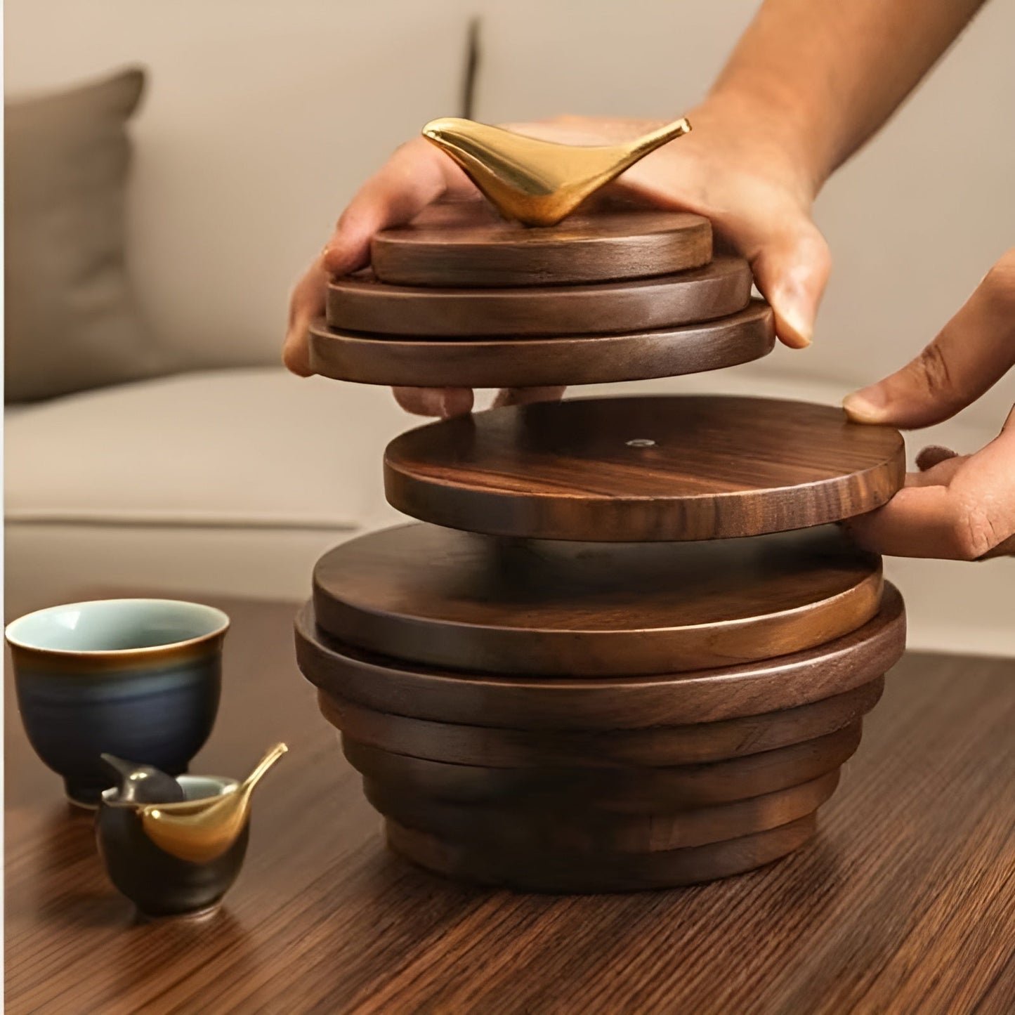 Black Walnut Wood Heat Resistant Table Coaster Mat