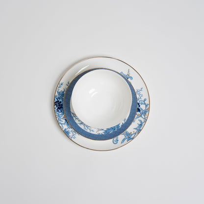 Blue Floral Ceramic Dinner Plate Set Elegant Tableware
