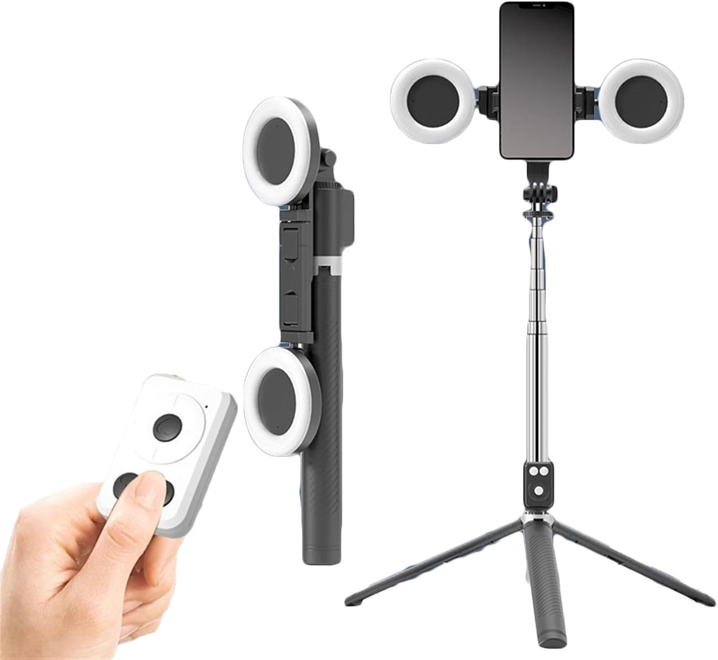 Bluetooth Selfie Stick Tripod With Ring Lights