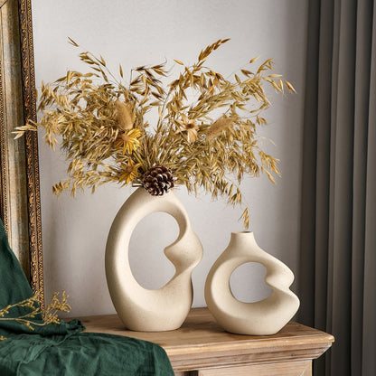 Bohemian Ceramic Vase Set Abstract Modern Decorative Flower Vases