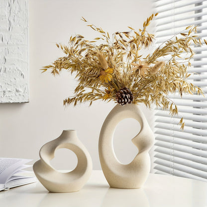 Bohemian Ceramic Vase Set Abstract Modern Decorative Flower Vases