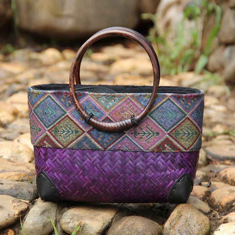 Bohemian Straw Shoulder Bag Handmade Beach Crossbody Tote