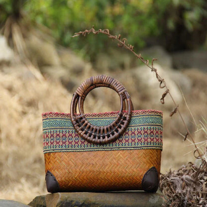 Bohemian Straw Shoulder Bag Handmade Beach Crossbody Tote
