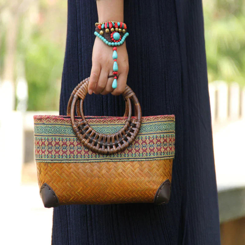 Bohemian Straw Shoulder Bag Handmade Beach Crossbody Tote