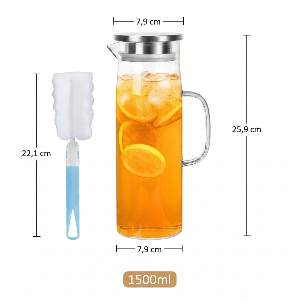 Borosilicate Glass Pitcher Heat Resistant Beverage Jug 1500ml