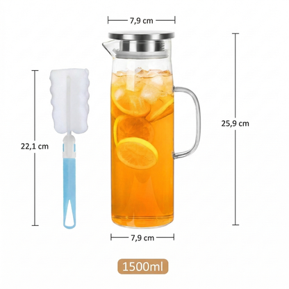 Borosilicate Glass Pitcher Heat Resistant Beverage Jug 1500ml