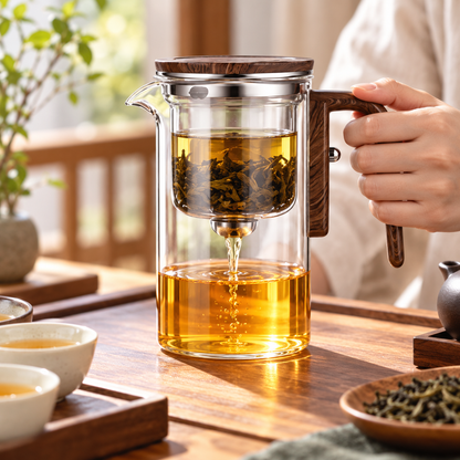 Borosilicate Glass Tea Infuser with Precision Brewing and Water-Separation Design