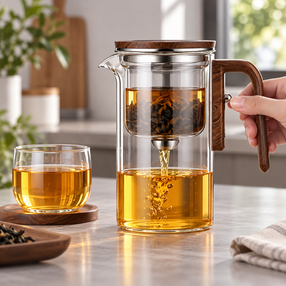 Borosilicate Glass Tea Infuser with Precision Brewing and Water-Separation Design