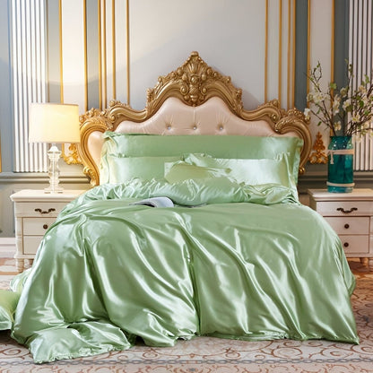 Breathable Mulberry Silk Duvet Cover Set with Pillowcases