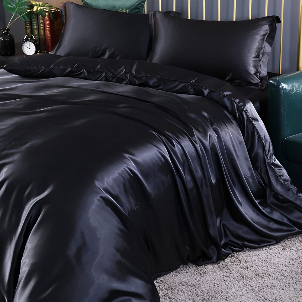 Breathable Mulberry Silk Duvet Cover Set with Pillowcases