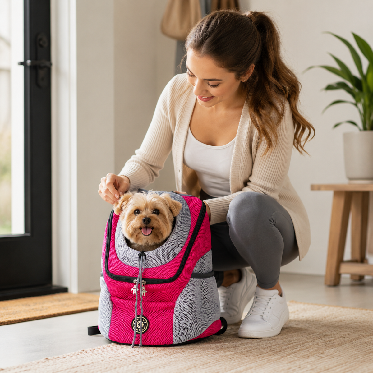 Breathable Pet Carrier Backpack for Small Dogs Cats Travel Hiking Walking