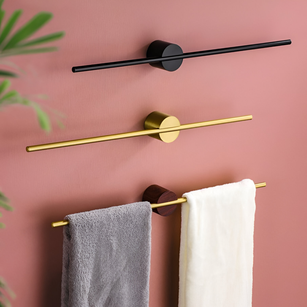 Brushed Aluminum Towel Rack Wall Mounted Bathroom Towel Bar Storage Shelf