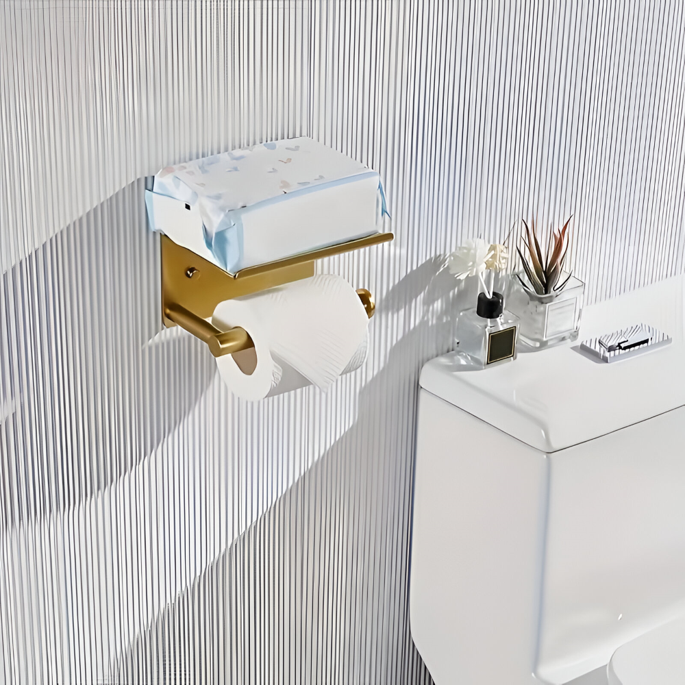 Brushed Gold Towel Rail Stainless Steel Wall Mounted Bathroom Rack