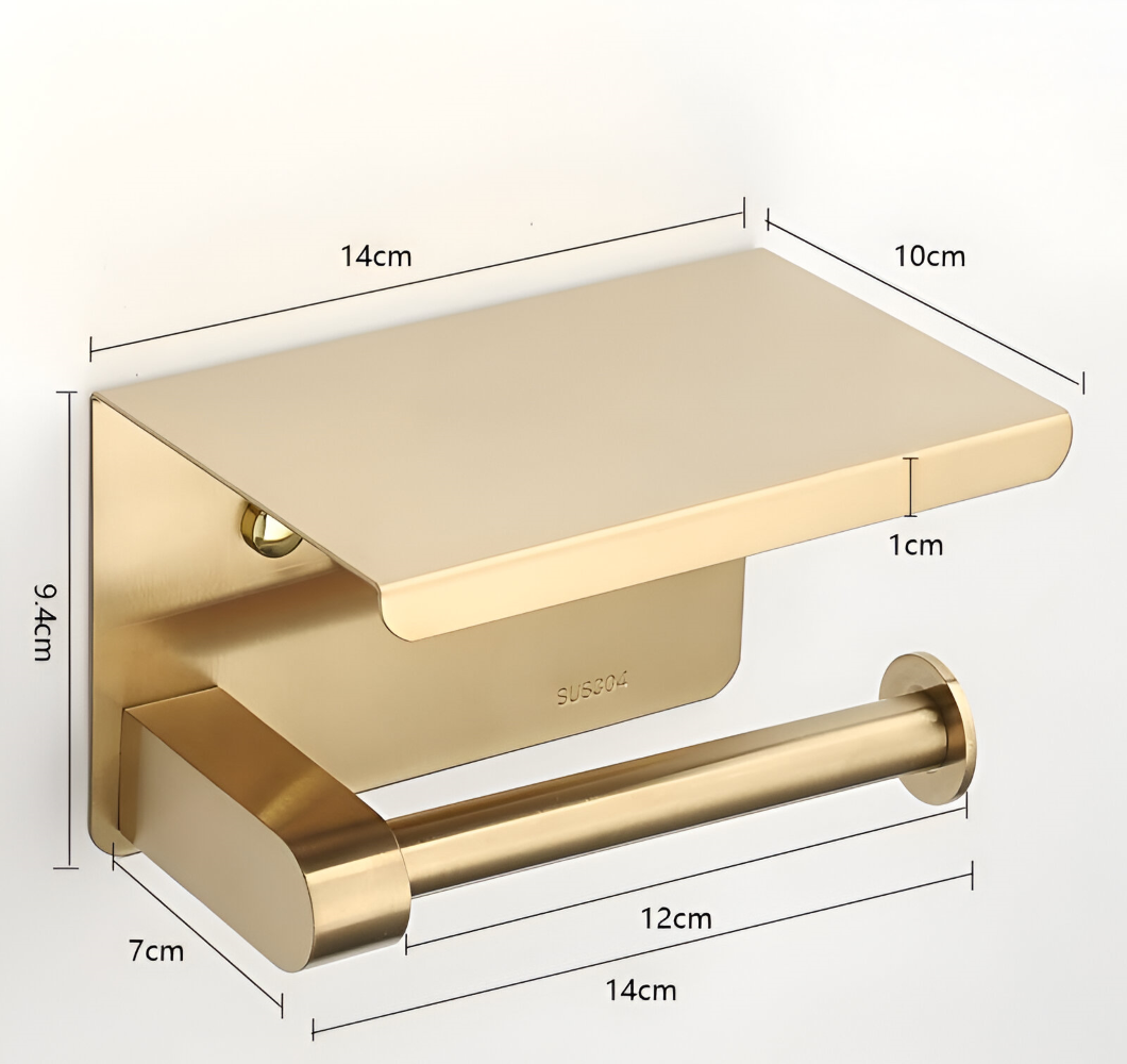 Brushed Gold Towel Rail Stainless Steel Wall Mounted Bathroom Rack