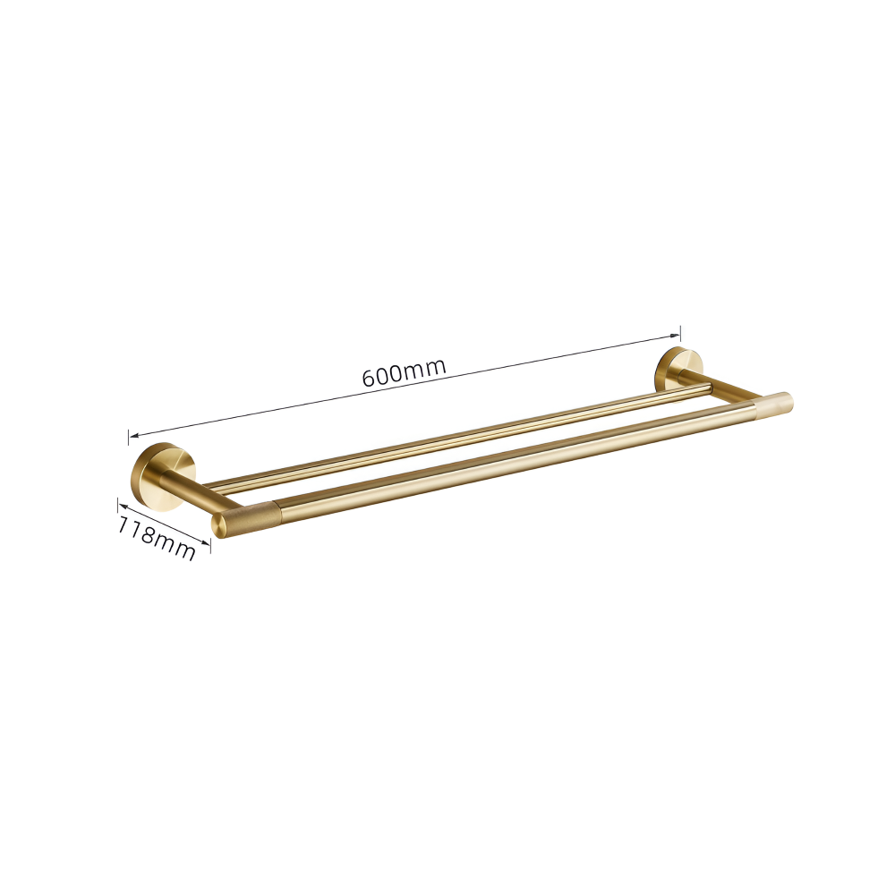 Brushed Gold Towel Rail Stainless Steel Wall Mounted Bathroom Rack