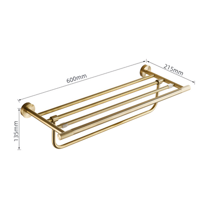 Brushed Gold Towel Rail Stainless Steel Wall Mounted Bathroom Rack