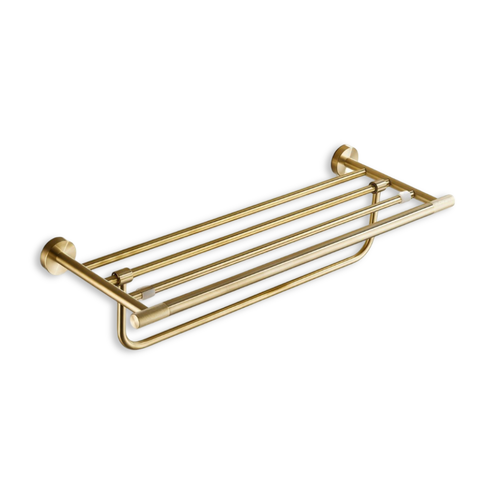 Brushed Gold Towel Rail Stainless Steel Wall Mounted Bathroom Rack