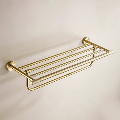 Brushed Gold Towel Rail Stainless Steel Wall Mounted Bathroom Rack