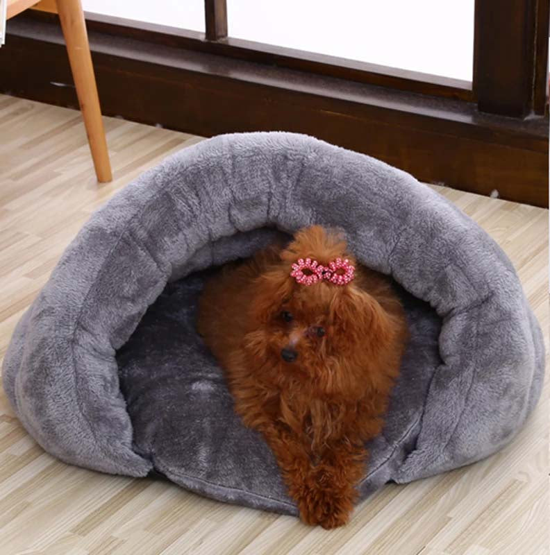 Calming Cave Dog Bed Anti Anxiety Soft Plush Enclosed Pet Bed