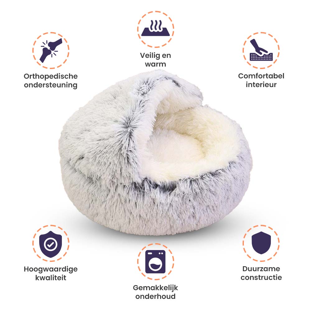Calming Cave Dog Bed Plush Anxiety Cushion Kennel