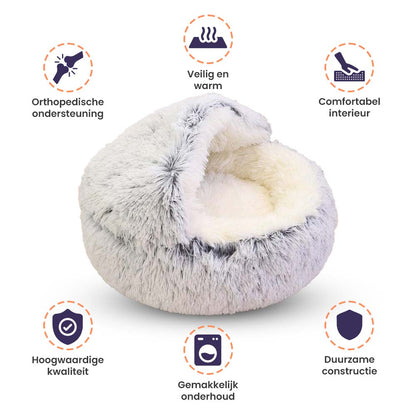 Calming Cave Dog Bed Plush Anxiety Cushion Kennel