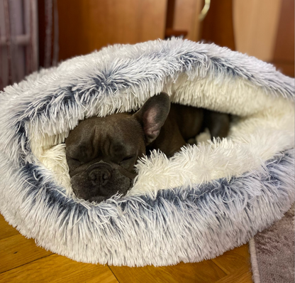 Calming Cave Dog Bed Plush Anxiety Cushion Kennel