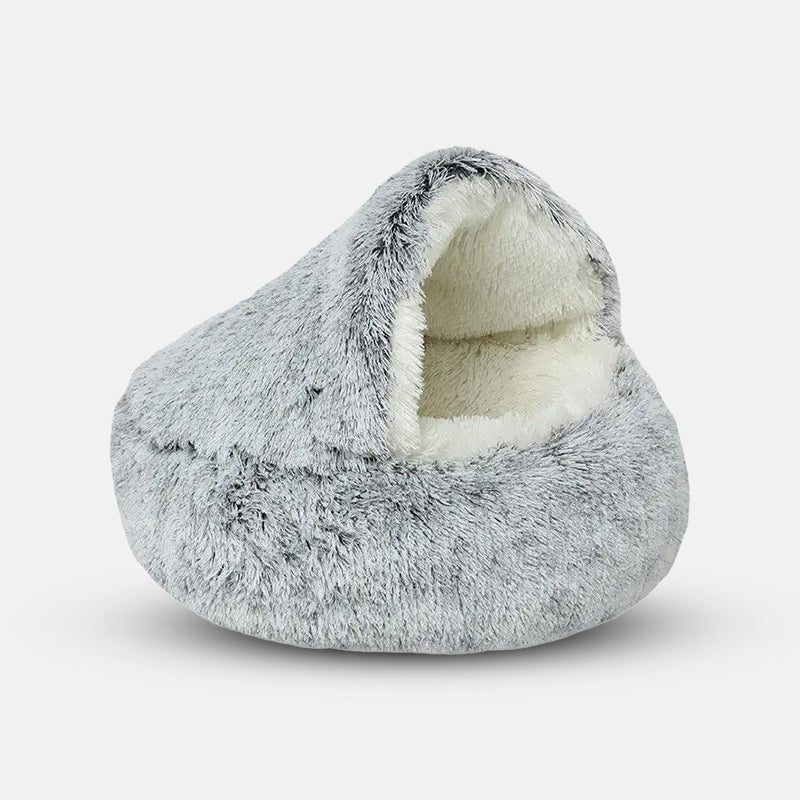 Calming Cave Dog Bed Plush Anxiety Cushion Kennel