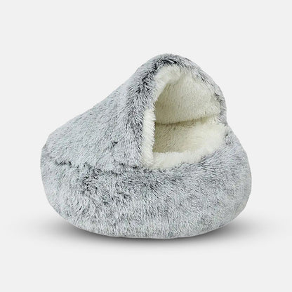 Calming Cave Dog Bed Plush Anxiety Cushion Kennel