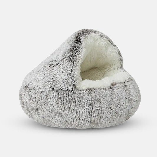Calming Cave Dog Bed Plush Anxiety Cushion Kennel