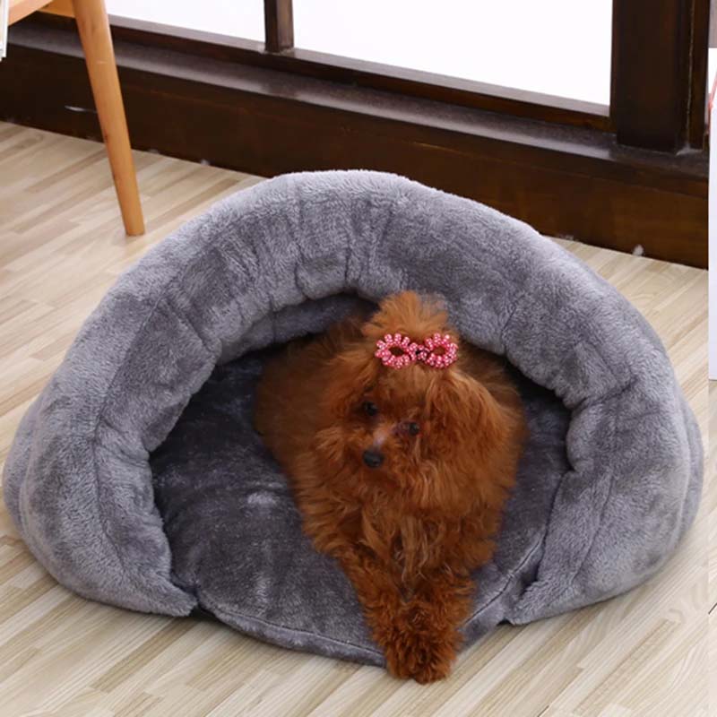 Calming Cave Dog Bed Soft Plush Pet Hideaway Bed