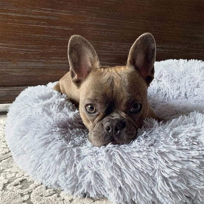 Calming Dog Cat Bed Soft Plush Round Pet Bed Raised Edge