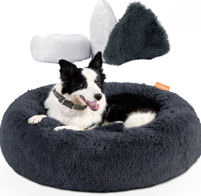 Calming Donut Dog Bed Plush Pet Cushion Nest