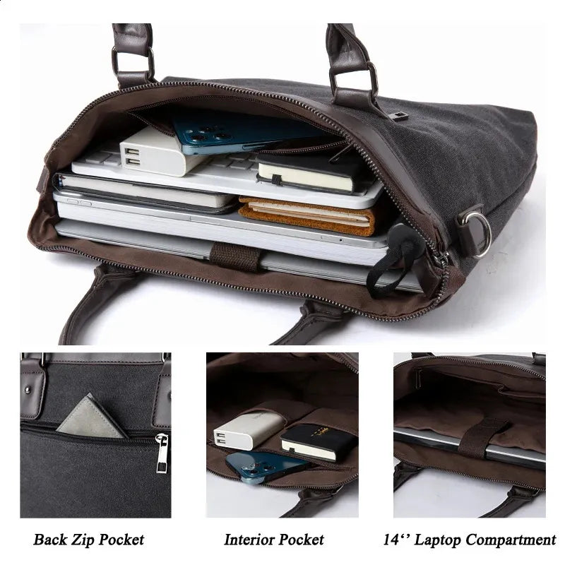 Canvas Crossbody Shoulder Bag Vintage Style Durable Everyday Tote